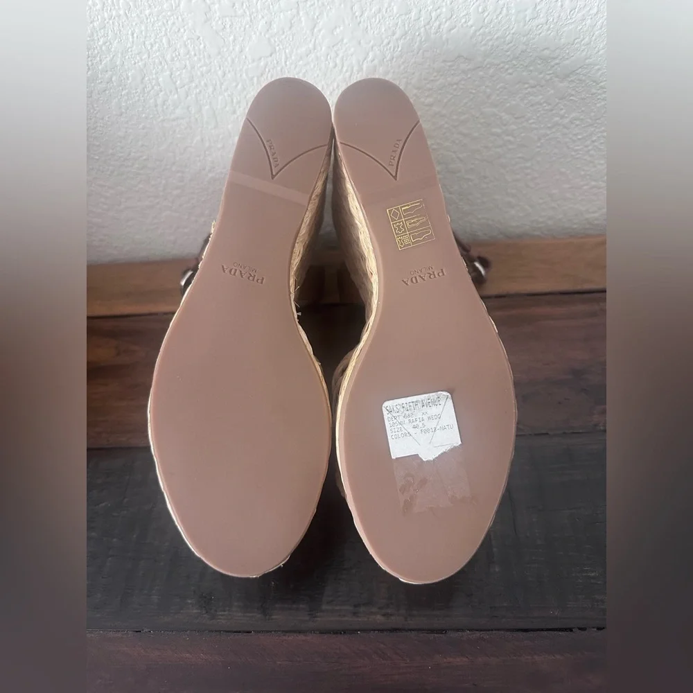 NIB Prada Brown Wedge Sandals